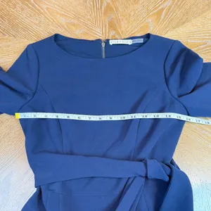 Alice +‎ Olivia Virgil Boatneck Mini Dress Tie Waist Short Sleeve Blue Size 4 thumbnail 8