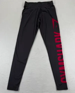 Gymshark Womens Small Gray Sheer Pink Graphic Logo Athletic‎ Yoga Leggings Pants thumbnail 1
