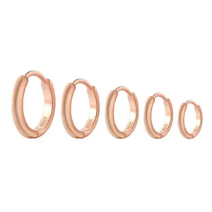 Unisex‎ Hoop Earrings Rose Gold Plated Silver Huggie Hoops, 9mm thumbnail 6