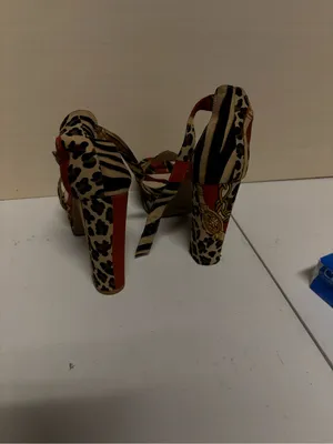 BAMBOO Animal Print Platform Heels with Red Accents thumbnail 2