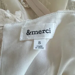 &merci Pom Pom Mini Dress Small Cream Boho Textured Ruffle Cottagecore Romantic‎ thumbnail 6