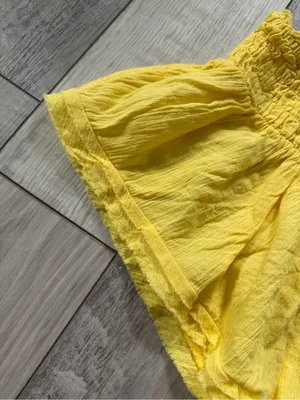 Anthropologie Smocked Gauze Dainty Yellow 100% cotton Micro Lounge Shorts medium thumbnail 7