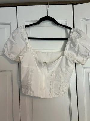 Princess Polly White Puffy Sleeve Top thumbnail 3