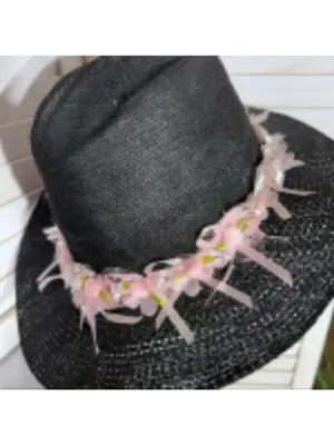 Handcrafted Cowboy Hat Floral Applique Black OS thumbnail 9