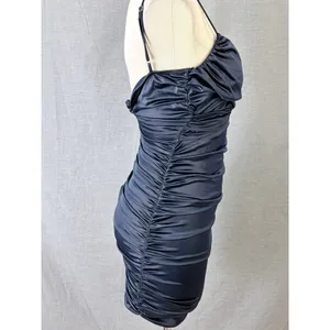 Lucy in the Sky Navy Ruched‎ Bodycon Mini Dress Spaghetti Strap V-Neck Size M thumbnail 2
