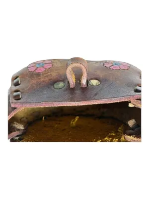 Vintage 70’s: OOAK Handpainted Hippie Flower ✌︎︎ Mini Handbag ✌︎︎ Saddle Leather thumbnail 9