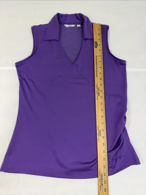 Lady Hagen Women's Golf Tank Top With Ruched Side Size Small Purple Polka Dot thumbnail 8