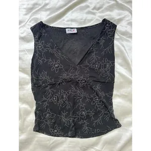 Black Floral Stretchy Vest Top Vintage MAC thumbnail 5