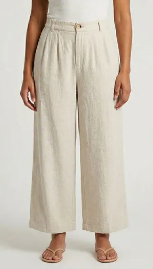 Blenca Viscose Linen Blend Wide Leg Pants Womens Medium Beige thumbnail 1