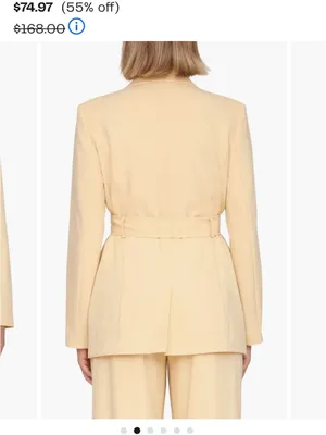 Avec Les Filles - Tailored Belted Women's Blazer Jacket - Cream thumbnail 3