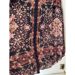 NWT Natural Life Navy Blue Pink Floral Button Front Maxi Skirt Size XL thumbnail 4