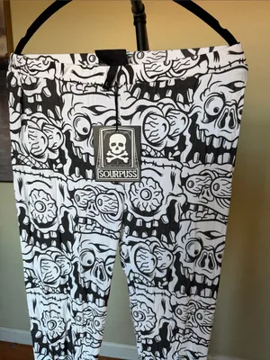 NWT White & Black Melting Monsters Leggings size L‎ thumbnail 3