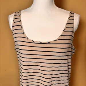 Cabi XL Brown Black Striped Tank‎ Top Scoop Neck Stretch Cotton Knit thumbnail 3