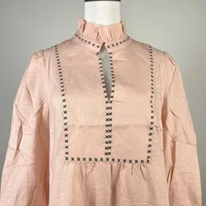 NWT Tuckernuck Bermuda Pink Palmerston Dress sz S Long Sleeve Linen Blend Mini thumbnail 6