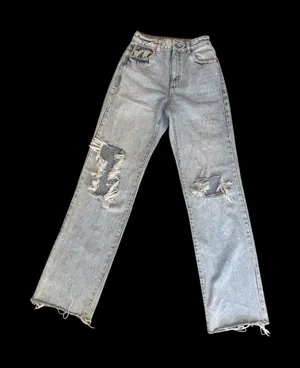 Garage Light Blue Distressed Straight Leg Jeans thumbnail 1