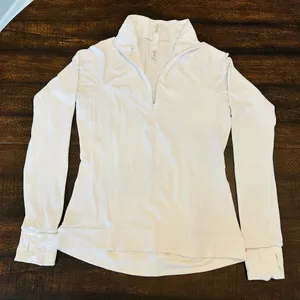 Lululemon White Long Sleeve Quarter Zip Pullover Size 8 thumbnail 1