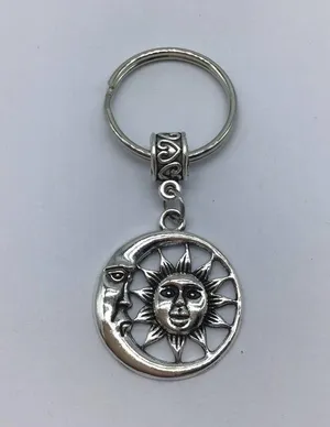 New sun and moon silver or gray dangle keychain thumbnail 6