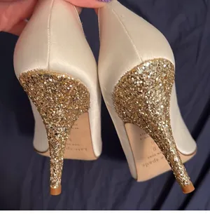 Clarice Ivory Satin And Glitter Heel Brand New thumbnail 8