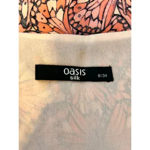 Oasis Silk‎ Butterfly Print Dress 8 Coral Mini thumbnail 4