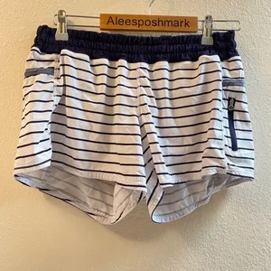 Lululemon quiet stripe shorts‎ size 4 navy white speed short RARE! thumbnail 6