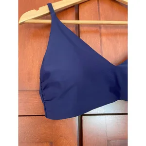 Quince Italian V-Neck Bikini Swim Top Deep Navy Blue Size XL NEW thumbnail 3