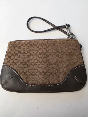 Coach Brown Signature Wristlet Fabric and Leather thumbnail 5