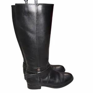 Frye Melissa Belted Black Leather Tall Riding Boots Shoes size 6 thumbnail 6