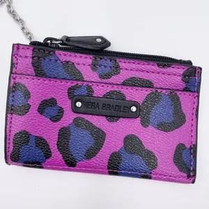 Vera Bradley Purple Leopard Spot Wallet Slim Coin Purse Keychain Faux Leather thumbnail 2