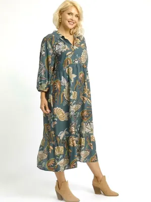 New!Umgee Plus Size Boho Paisley Lined Tiered Midi Dress Size 1X thumbnail 4