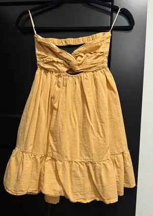 Strapless yellow mini dress thumbnail 1