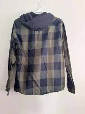 Black & Olive Hooded Flannel thumbnail 2