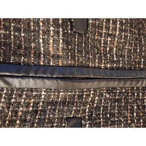 Ecru Size S Womens Zip Up Tweed Jacket with Leather Trim NWT Vintage Look thumbnail 5