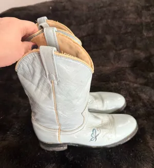Acme Western Cowboy Leather Boots 5.5 Baby Blue butterfly Rodeo thumbnail 1