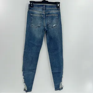 Free People About A Girl Jeans 24 High Rise Distressed Skinny Raw Hem NWT thumbnail 2