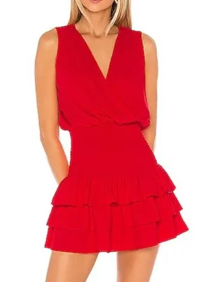 Amanda Uprichard Chantal Dress in Lipstick thumbnail 1