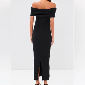 NWOT REFORMATION Josefina off the shoulder Knit Black Maxi Dress Size S thumbnail 2