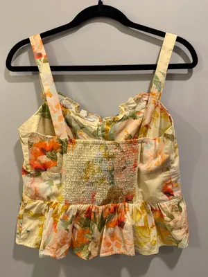 Maeve by Anthropologie Colorful Floral Detail Button Detail Blouse Orange / Yellow / Green thumbnail 4