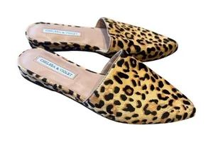 new Chelsea & Violet Eve 6.5 cheetah cowhair mule flat slip on shoes 2827 thumbnail 1