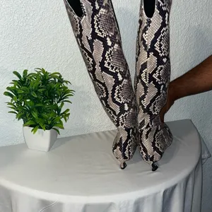 Gianni Bini Gray and Cream Over the Knee Boots thumbnail 9
