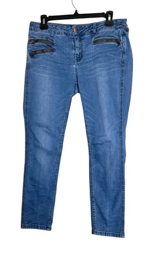 Free People Blue Skinny Jeans with Zip Pocket Detail thumbnail 1