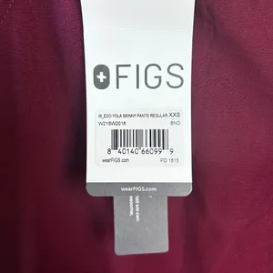 Figs Eco Yola Elastic Waistband Skinny Scrub Pants Burgundy Size XX-Small NWT thumbnail 5