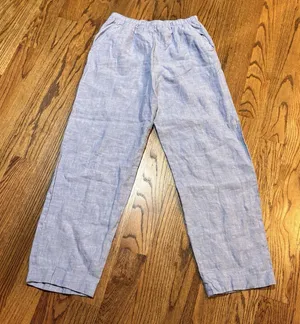 Karen Kane Light Blue Linen Pull On Pants Women's Size M Elastic Waist Relaxed‎ thumbnail 1
