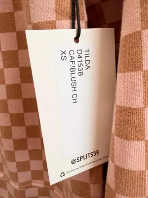 SPLITS59 Sweatshirt Women’s Size XS Tilda French Terry Checkerboard Print NWT thumbnail 5