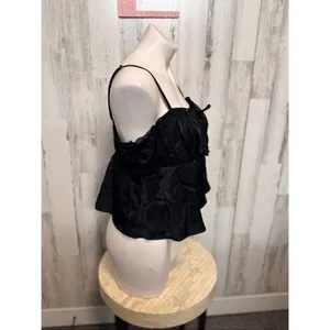 No Boundaries Black Lace Trim Cami Top XL 16-18 Adjustable Straps Flowy thumbnail 5