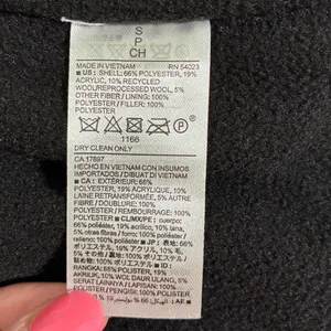Old Navy Womens Gray Herringbone Puffer Vest Wool Blend Funnel Neck Small thumbnail 4