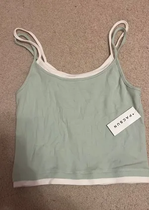 Pacsun white and green tank top thumbnail 1