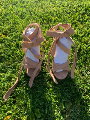 Qupid Beige Leg-Wrap Clear Block Heels thumbnail 3