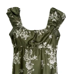 Inspired Hearts Green Floral Velvet Lace Sweetheart Midi Dress Size Small thumbnail 6
