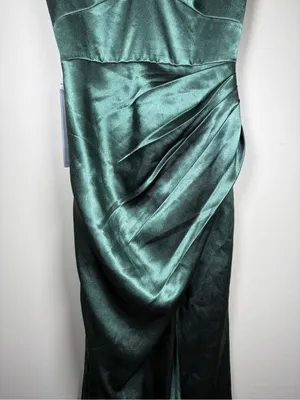 Azazie Shania Satin Bridesmaid Dress Sz 2 Eucalyptus thumbnail 12