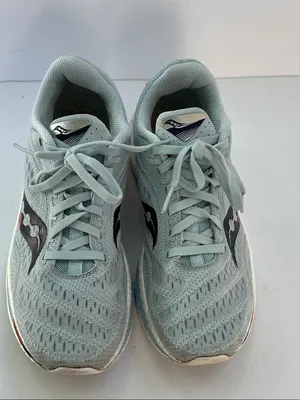 Saucony Women's Light Blue Athletic Running Shoes with Black and Rust Accents thumbnail 6